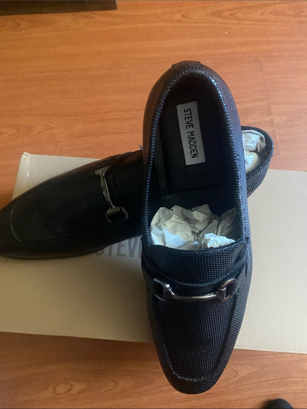 Steve Madden Men's Black Textured Bit Loafers Size 10